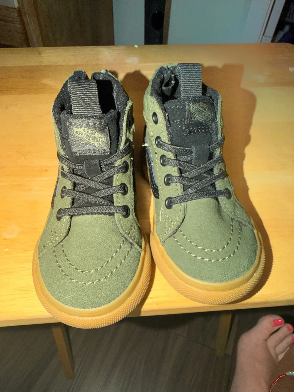 Vans Kids Olive Green High-Top Sneakers with Gum Outsole